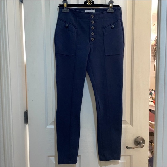New by Anthropologie Bryson Tapered Pant Trouser Navy Blue Size 4 Office ANTHRO - Picture 4 of 10